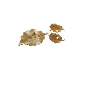 Danecraft 12k GF Leaf Brooch and with Cultured Pearl matching earrings